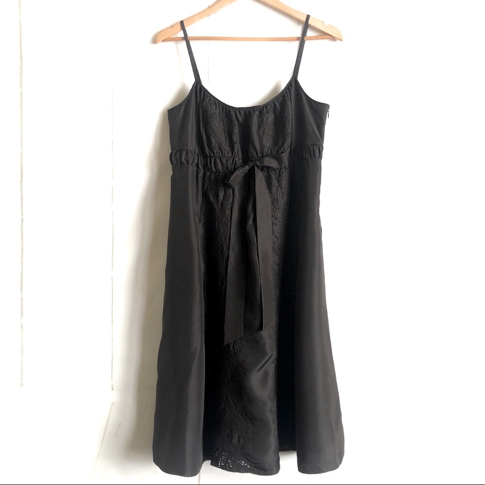 Banana Republic Black Silk High Waist Dress